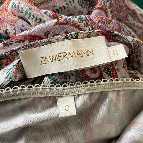 Zimmermann Ninety-Six Asymmetric Silk Multicolor Paisley Print Blouse EUC Size 0 - Picture 11 of 12